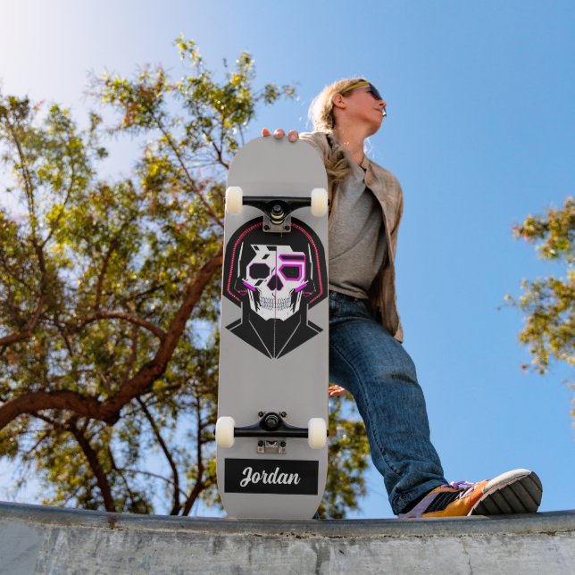 Skateboard Tête crâne avec nom personnalisé casque (Extérieur 1)