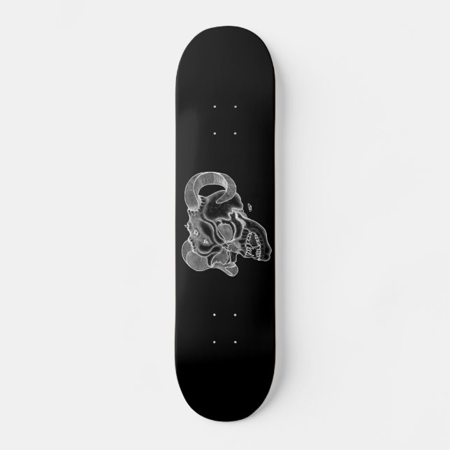 Skateboard Tête de diable crâne noir et blanc (Recto)