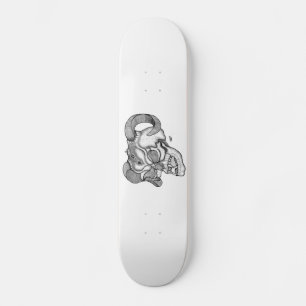 Skateboard Tête de diable crâne noir et blanc