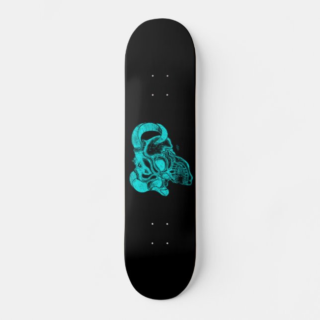 Skateboard Tête de diable crâne noir et vert (Recto)