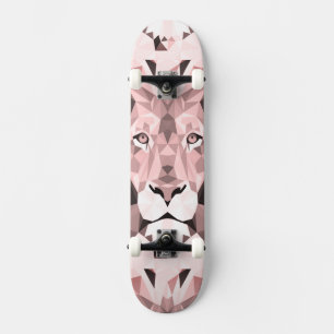 Skateboard Tête de lion géométrique du Rose royal