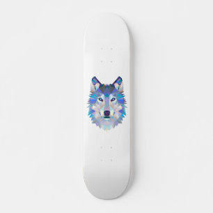 Skateboard Tête de loup polygonale géométrique