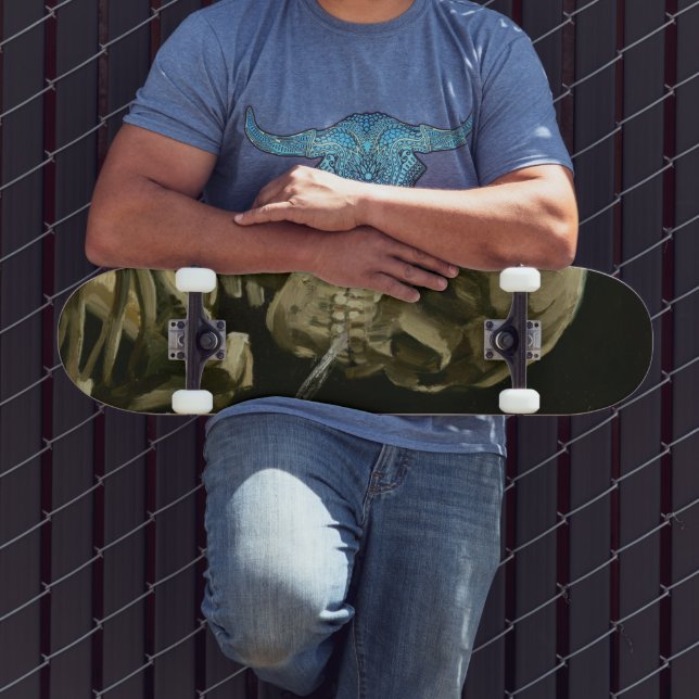 Skateboard Tête de squelette avec la cigarette par Van Gogh