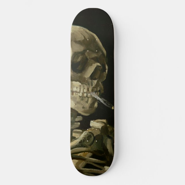 Skateboard Tête de squelette avec la cigarette par Van Gogh (Recto)