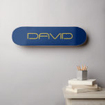 Skateboard Texte élégant modifiable | Or et bleu marine<br><div class="desc">Style texte personnalisable,  modifier comme vous voulez!</div>