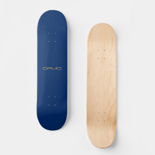 Skateboard Texte élégant modifiable Or et bleu marine