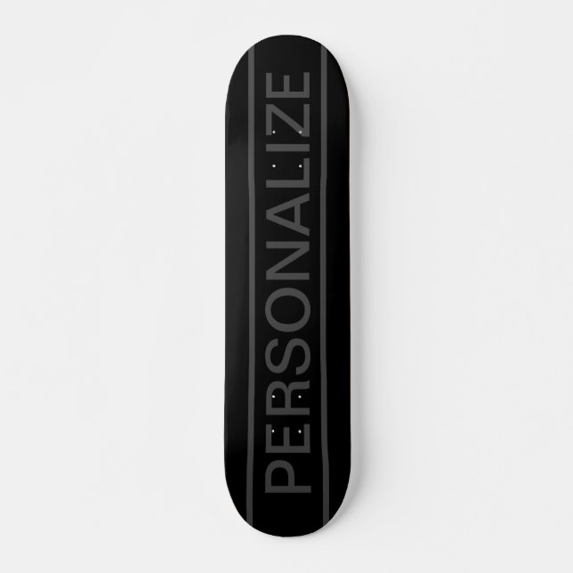 Skateboard Texte personnalisable | Gras moderne noir et gris  (Devant)