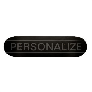 Skateboard Texte personnalisable Gras moderne noir et gris