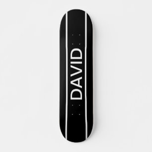 Skateboard Texte personnalisable   Moderne gras Noir & Blanc