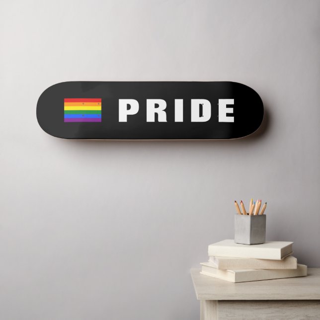 Skateboard Texte personnalisé couleur LGBTQ Gay pride arc-en- (Art mural (Horz))