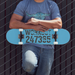 Skateboard Texte usé et rayé Workout 247365 bleu