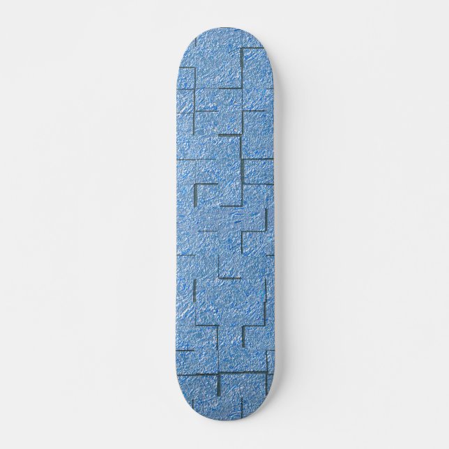 Skateboard Texture bleu argenté avec effet mosaïque et relief (Devant)