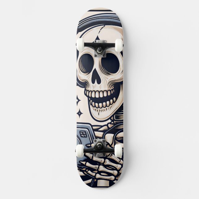 Skateboard The Gamer Skeleton Tarot Card (Recto)