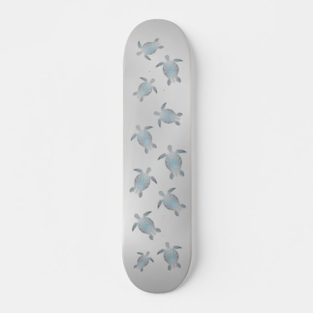 Skateboard The text you provided (“Modern Silver Sea Turtles  (Devant)