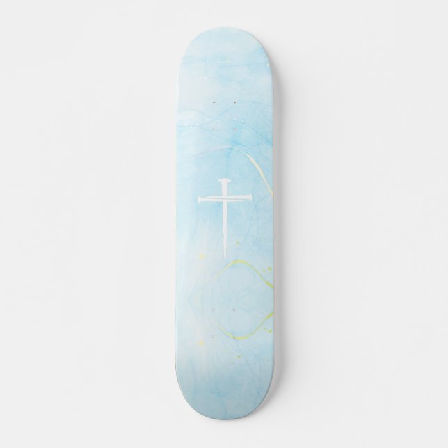 Skateboard The Three Nails Cross Blue Marble Christian (Devant)