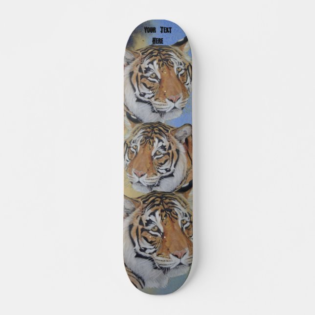 Skateboard tiger grand chat réalité portrait art (Devant)