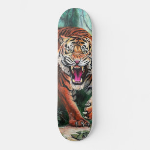 Skateboard Tigre en colère dans la jungle
