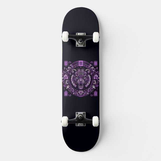 Skateboard Tigre violet à fibre (Recto)