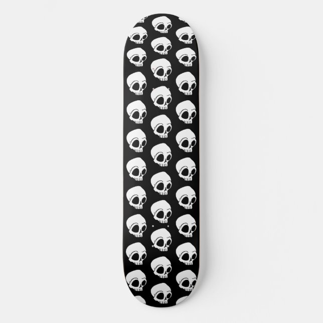 Skateboard Tiny White Cartoon Skuls sur noir (Recto)
