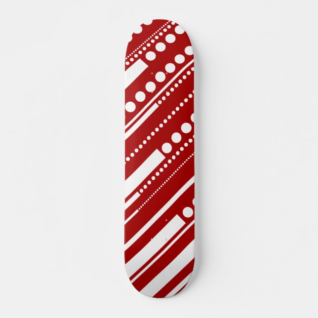 Skateboard Tirets et points rouges et blancs (Devant)