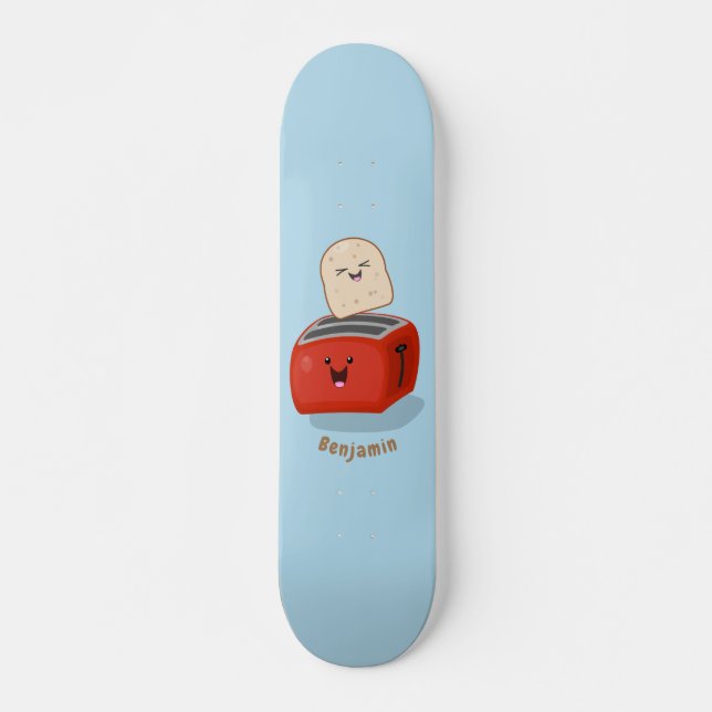 Skateboard Toast de Cute kawaii et dessin animé de grille-pai (Devant)