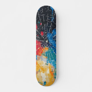 Skateboard Toile d'araignée blanche sur éclaboussure de peint