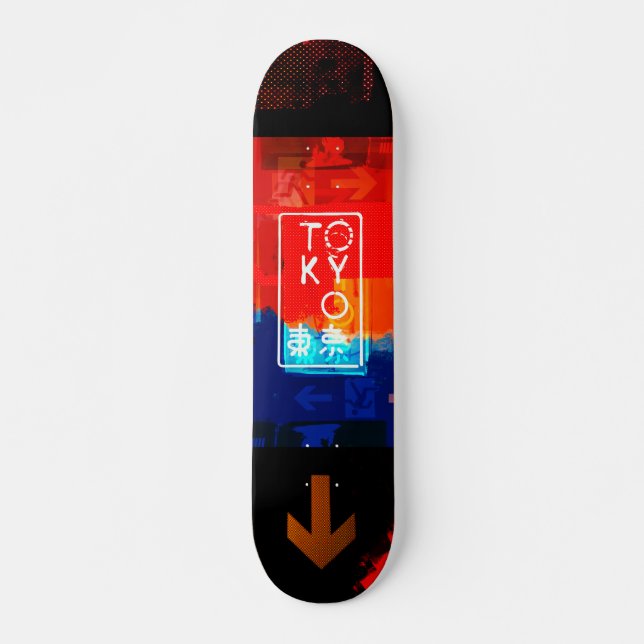Skateboard Tokyo Neon Red/Black Skate (Devant)