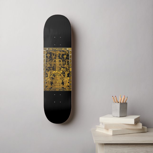 Skateboard Tombeau de Pakal - Astronaut Palenque d'or (Art mural)