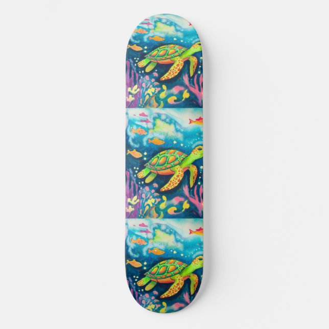 Skateboard Tortue à peinture (Recto)