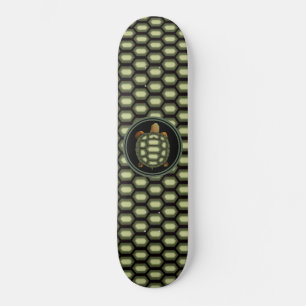 Skateboard Tortue & motif de carapace en vert & noir
