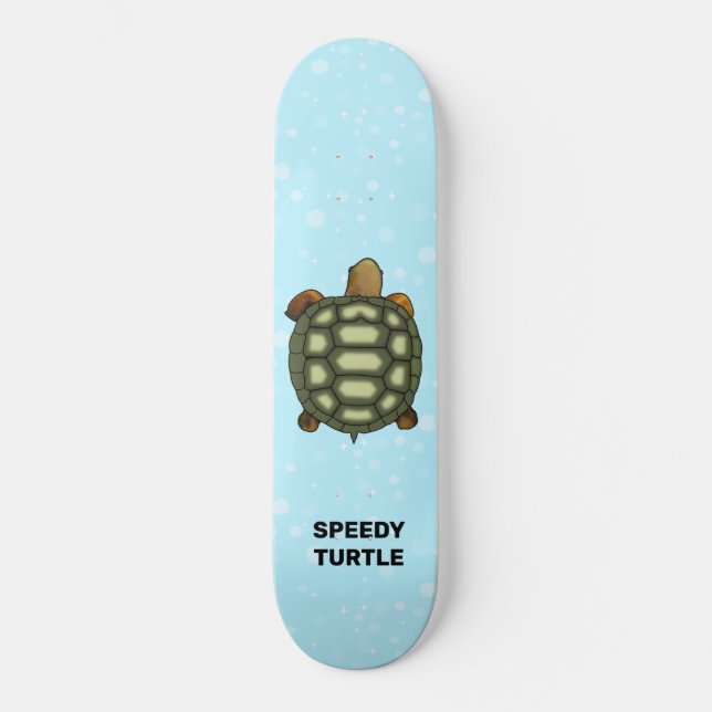 Skateboard Tortue rapide sur bleu clair (Recto)