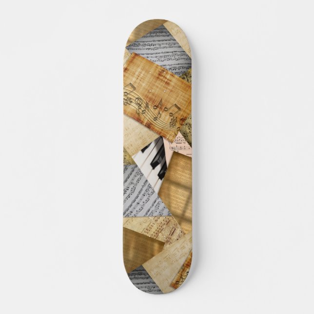 Skateboard Touches de piano Musique de feuille ancienne Notes (Devant)