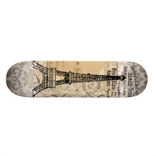 Skateboard Tour Eiffel chic minable vintage de Paris