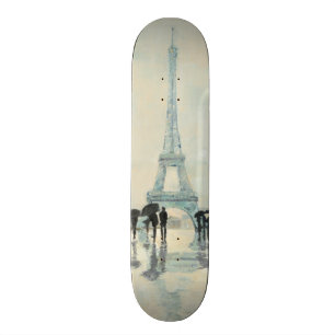 Skateboard Tour Eiffel   Paris sous la pluie