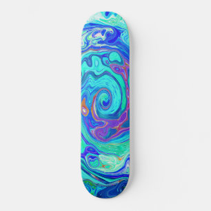 Skateboard Tourbillon Abstrait Océan Bleu et Vert Liquide