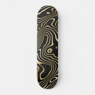 Skateboard Tourbillon de liquide Black Gold Résumé Conception