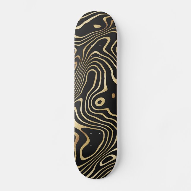 Skateboard Tourbillon de liquide Black Gold Résumé Conception (Recto)