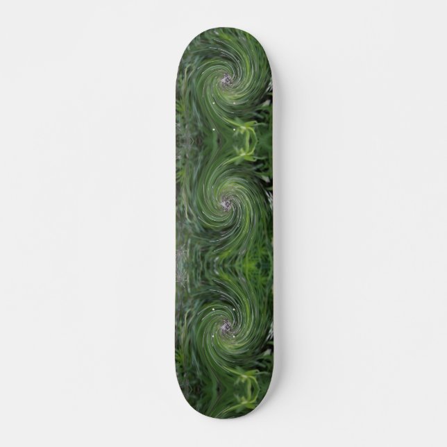 Skateboard Tourbillon Floral Vert Chartreuse Rétro Abstrait (Devant)