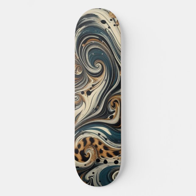 Skateboard Tourbillon Imprimé Léopard Abstrait (Recto)