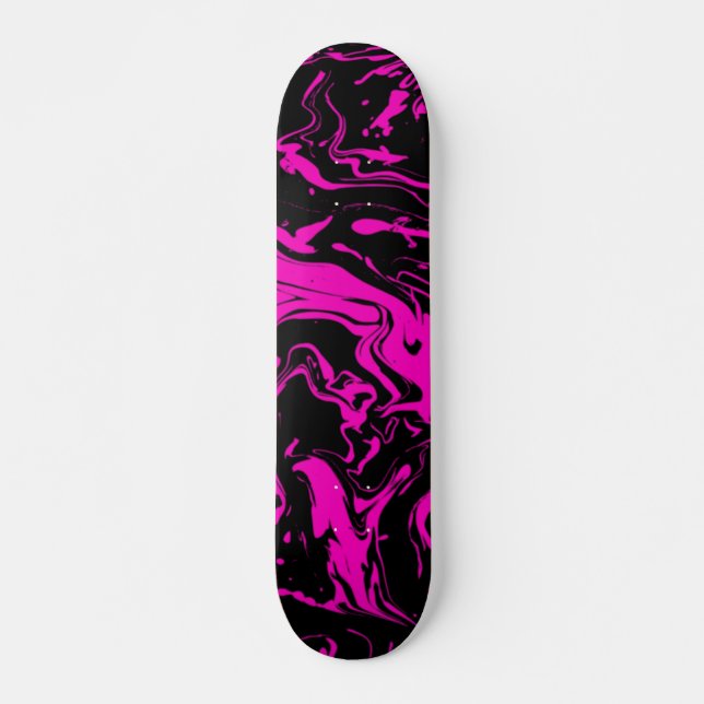 Skateboard Tourbillons abstraits rose vif noir (Devant)