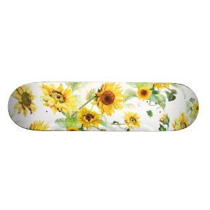 Skateboard Tournesol d'aquarelle