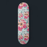 Skateboard Tournesol Fleur sauvage aquarelle motif floral<br><div class="desc">Ce motif rustique et mignon est parfait pour la femme branchée et élégante. Il présente des tournesols jaunes, rouges, turquoises verts, verts forestiers, noirs et roses et des fleurs sauvages sur un arrière - plan blanc simple. C'est artistique, tendance, méridional, sucré, unique et moderne. Profitez de cette aquarelle peinte à...</div>