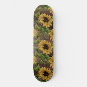 Skateboard Tournesol jaune Style champêtre Bois Brown Russe