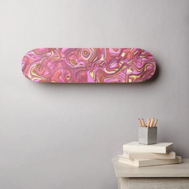 Skateboard Tournures 3D colorées hallucinogènes   (Art mural (Horz))