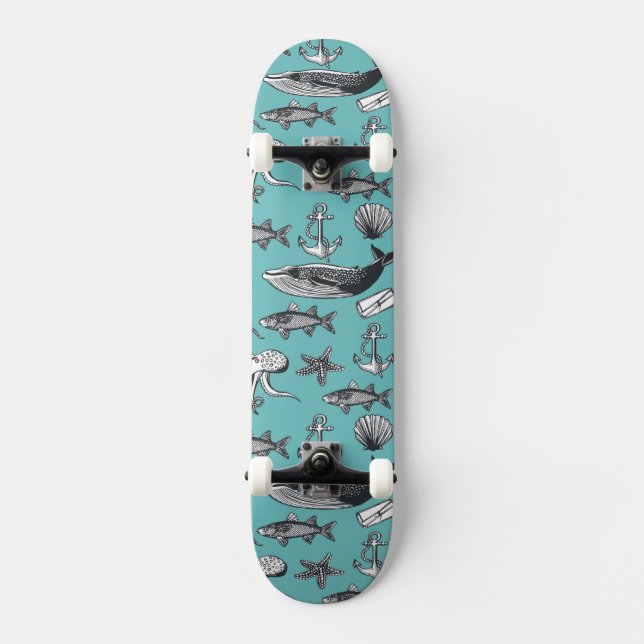 Skateboard Tout les motif de mer (Recto)