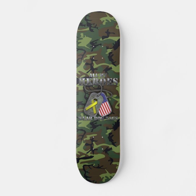 Skateboard Toutes mes étiquettes de chien d'usage de héros (Recto)