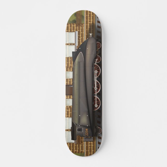 Skateboard Train à vapeur vintage en gare (Devant)