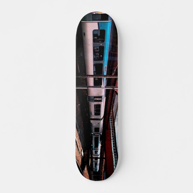 Skateboard Train bleu et argent (Devant)
