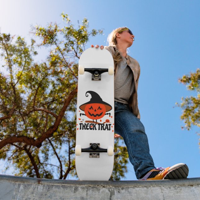 Skateboard Treck Trat Citrouille Sourire (Extérieur 1)