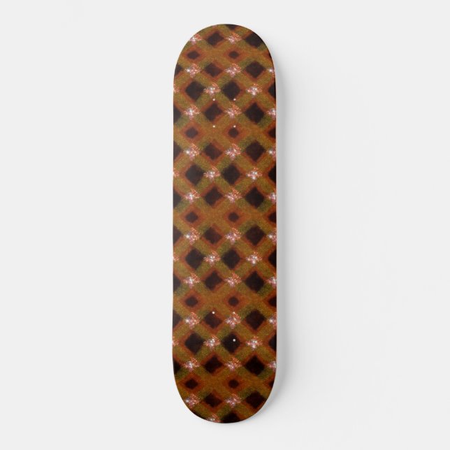 Skateboard Treillis Harlequin à paillettes dorées (Recto)